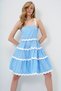 Women's Blue Zigzag Stripe Detailed Hidden Zipper Poplin Balloon Dress Alc-X14146 - 4
