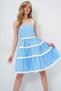 Women's Blue Zigzag Stripe Detailed Hidden Zipper Poplin Balloon Dress Alc-X14146 - 3