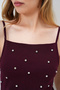 Women's Burgundy Square Collar Trok Stone Pocketed Rope Strap Blouse Alc-X13884 - 5