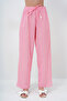 Women's Knitted Pajama Set with Basic T-Shirt and Striped Pants with Plover-Pomegranate Text Print Pjm-X13920 - 3