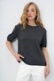 Women's Anthracite Crew Neck Pearl Short Sleeve Knitwear Blouse Alc-X13996 - 6
