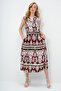 Ecru Brown Judge Collar Front Buttoned Zero Sleeve Woven Summer Dress Alc-X14088 - 6