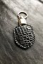 Genuine Leather Keychain Black Python Printed - 2