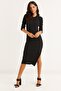 Women's Black Side Zipper Camisole Midi Dress CHB53