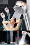 Turbo Shower Head Pressurized Sprinkler with Stop Button Purple Propeller Water Saving Shower Bathroom - 5