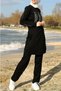 Women's Stoned Black Hijab Tracksuit Set - 2