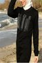 Women's Stoned Black Hijab Tracksuit Set - 3