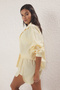 Yellow Striped Woven Beach Shirt-Shorts Set Tbess25Au00053 - 6
