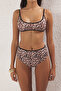 طقم بيكيني عادي عالي الخصر مزين بنقشة الفهد حواف أسطوانية من نوع Bralette TBESS25BT00192 - 3