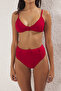 Kırmızı Kemerli Bralette Regular Yüksek Bel Bikini Takımı TBESS25BT00131 - 3