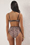 طقم بيكيني عادي عالي الخصر مزين بنقشة الفهد حواف أسطوانية من نوع Bralette TBESS25BT00192 - 4