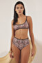 طقم بيكيني عادي عالي الخصر مزين بنقشة الفهد حواف أسطوانية من نوع Bralette TBESS25BT00192 - 2