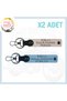 Powder-Sky Blue, Biker Style, Name Plate and B Rh (+) Blood Type Written Gift 2-Piece Keychain
