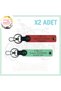 Personalized Name Plate and 0 Rh (+) Blood Type Written Personal Leather 2 Keychain, Set, Pomegranate Flower-Green
