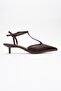Asher Brown Skin Pointed Toe Slingback Women's Low Heeled Shoes - 6