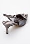 Foley Platinum Striped Women's Pointed Toe Open Back Thin Heeled Shoes - 4