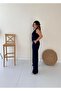 Double Breasted Design Jumpsuit Navy Blue - 6