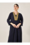 Embroidered V-Neck A-Line Jalabyia - 3