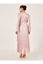 Satin Tassel Detail Long Sleeves Wrap Maxi Dress - 5