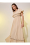 Contrast Stich Detail Flared Sleeves A-Line Maxi Dress - 3