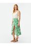 Midi Skirt Floral Slit Gathered Normal Waist Cotton - 2