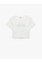 Butterfly Printed Short Sleeve Crew Neck Cotton Crop T-Shirt