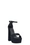 Black Satin Single Strap Platform Heeled Women's Shoes - 2