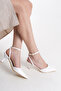 Short Heeled Strappy Skin White Women's Shoes - 3