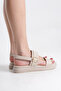Women's Beige Skin Cream Double Strap Buckle Detailed Daily Comfortable Sandals - 5