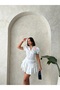 Women's Floral Patterned Short Sleeve Shirt with Waistband - 3