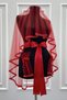 Red Bridal Veil Set with Glass Beads and Pearls, Henna Night Veil Face Cover Set 6 Pieces