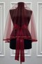 Burgundy Bridal Veil Set, Glass Beads and Pearls, Henna Night Veil Face Cover Set 6 Piece - 6