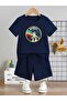 Boy's Nasa Printed Navy Blue Shorts-T-Shirt Set