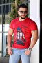 تي شيرت أحمر كلاريت مطبوع 4028 - 2