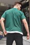 تي شيرت رجالي أساسي قطعة خضراء داكنة 6090 - 3