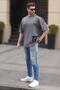 Smoked Patterned Oversize Men's T-Shirt 7004 - 2