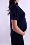 Cotton Maternity Nightgown with Breastfeeding Feature Effortt - Navy Blue - 6