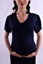 Cotton Maternity Nightgown with Breastfeeding Feature Effortt - Navy Blue - 7