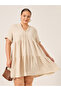 Beige A-Line Mini Dress with Lace Detail