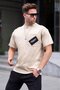 Beige Crew Neck Pocket Detailed T-Shirt 6091