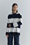 Premium Striped Sweatshirt Navy Blue - 4