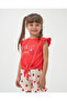 Girl's Front-Tie T-Shirt and Shorts Knitted Muslin Summer Two-Piece Set Red - 3