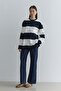 Premium Striped Sweatshirt Navy Blue - 2
