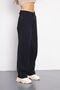Black Baggy Women's Wide Leg Waist Buckle Pants Super High Waist - 4