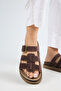 Luno Platform Women's Leather Slippers Brown - 4