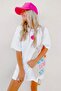 White Printed Oversize Crew Neck Women's T-Shirt - 8