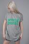 Dyed Gray Printed Oversize T-Shirt Mg1489