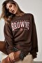 Mad Girls Brown Printed Women's Sweatshirt Mg1210
