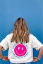 White Back Printed Oversize Round Neck Women's T-Shirt - 7