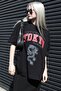 Black Printed Crew Neck Women's T-Shirt Mg1771 - 2